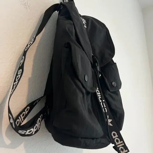 Adidas Originals Black & White Nylon Utility Mini Backpack Sporty "Grab-and-Go" - Picture 3 of 8